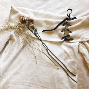 Off the shoulder white shirt